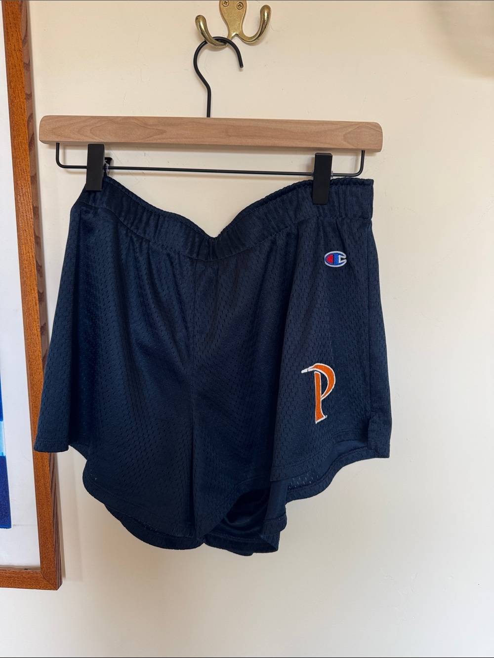 Champion “Pepperdine” Women’s Navy Mesh Athletic Shorts with Orange 'P' Accent